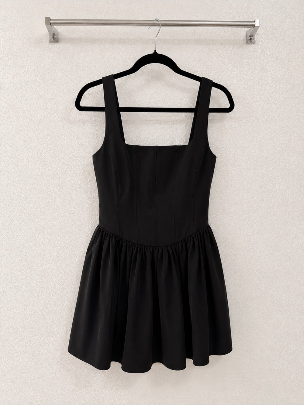 Zara Black Square-Neck Mini Dress